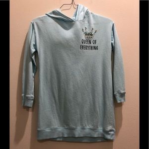 Girls light blue sweater with hoodie. Size 12